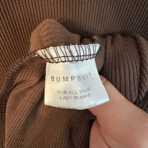 Bumpsuit The Sculpting Rib Long Sleeve Cut-Out Brown Maxi Dress M - Picture 11 of 12